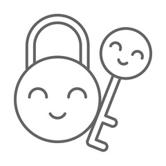 Key, friends, lock icon. Element of friendship icon. Thin line icon for website design and development, app development. Premium icon on white background