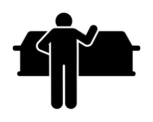 Man coffin funeral burial icon. Element of pictogram death illustration