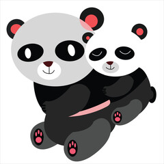 Fototapeta premium Vector coloring page the cute cartoon panda for kids vector illustration with cartoon.