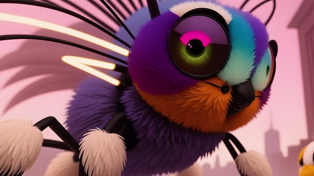 Shaggy hairy woolen cute spider, created with the help of artificial intelligence, AI generative.
