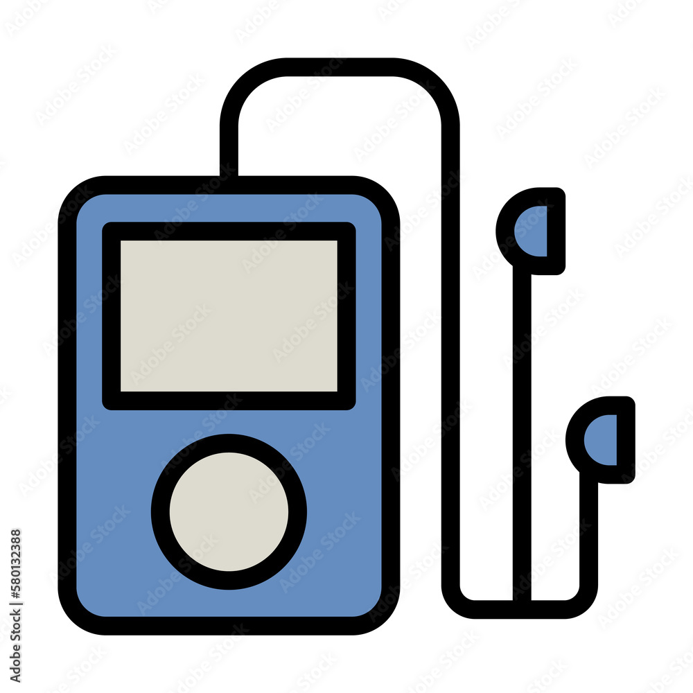 Poster music player, technology icon. simple color with outline elements of hipster style icons for ui and 