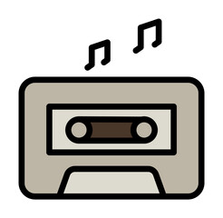 Cassette, music icon. Simple color with outline elements of hipster style icons for ui and ux, website or mobile application on white background