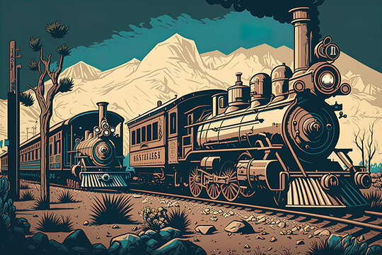 Trains in Motion: A Creative Illustration of an Old Western Train