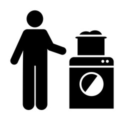 Hotel, man, cleaner, job icon. Element of hotel pictogram icon. Premium quality graphic design icon. Signs and symbols collection icon on white background