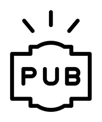 Pub sign, label icon. Simple line, outline elements of international beer day icons for ui and ux, website or mobile application on white background