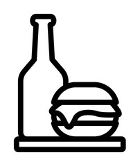 Beer bottle, hamburger icon. Simple line, outline elements of international beer day icons for ui and ux, website or mobile application on white background