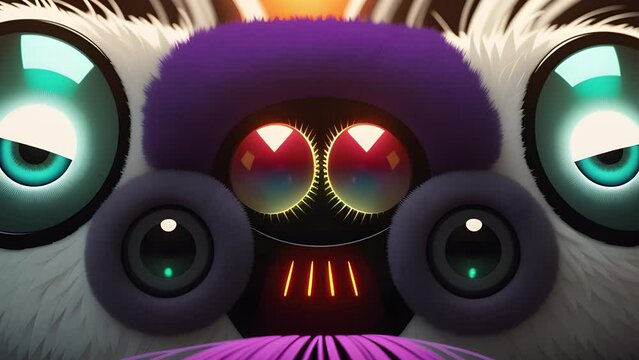 Shaggy hairy woolen cute spider, created with the help of artificial intelligence, AI generative.