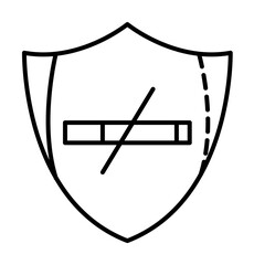Shield, cigarette icon. Simple line, outline elements of safety at work for ui and ux, website or mobile application on white background