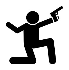 Happy man gun icon. Simple warning armed man icons for ui and ux website or mobile application on white background