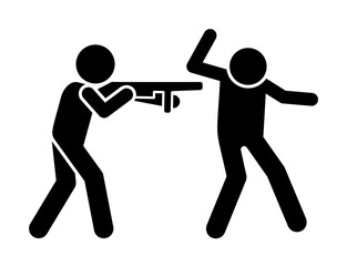 Fear men gun icon. Simple warning armed man icons for ui and ux website or mobile application on white background