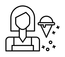 Clerk ice cream woman icon. Element of labor icon on white background