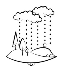 cloud tree rain icon. Element of landscape icon for mobile concept and web apps. Hand drawn cloud tree rain icon can be used for web and mobile on white background