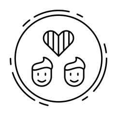 Gay, lgbt icon. Simple line, outline sexual minoritie icons in circle for ui and ux, website or mobile application on white background