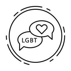 Conversation, lgbt icon. Simple line, outline sexual minoritie icons in circle for ui and ux, website or mobile application on white background