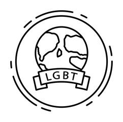 Earth, lgbt icon. Simple line, outline sexual minoritie icons in circle for ui and ux, website or mobile application on white background