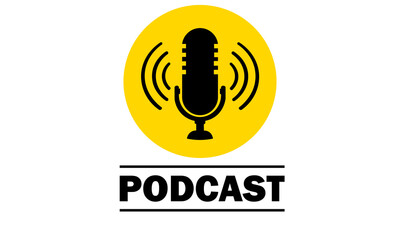 Podcast Vector flat illustration, icon, logo design on white background - Stock Vector