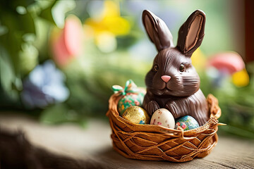 Schokoladenosterhasen created with Generative AI technologies