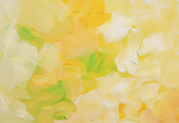 Art oil and acrylic smear blot canvas painting wall. Abstract texture yellow pastel color stain brushstroke texture background.