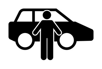 Car, man icon. Element of man with random object icon. Premium quality graphic design icon. Signs and symbols collection icon for websites, web design on white background