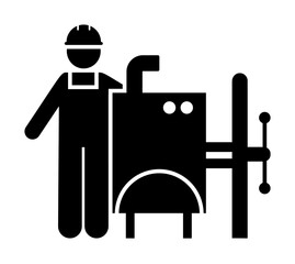 Assembly, factory, machinery, production, man icon. Element of manufacturing icon. Premium quality graphic design icon. Signs and symbols collection icon for websites, web design on white background