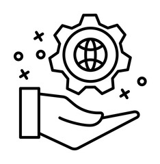 Gear hand global icon. Element of manufacturing on white background