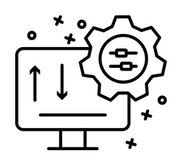 Computer gear icon. Element of manufacturing on white background