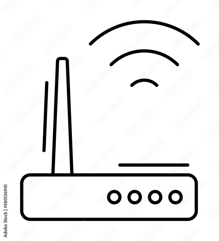 Poster wifi router icon. simple line, outline elements of office tool icons for ui and ux, website or mobil