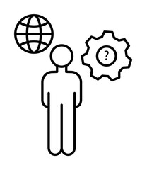 Globe man gear icon. Element of overpopulation icon on white background
