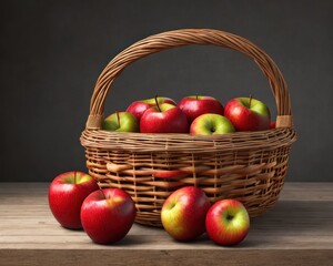 Red apples in a basket. Generative AI