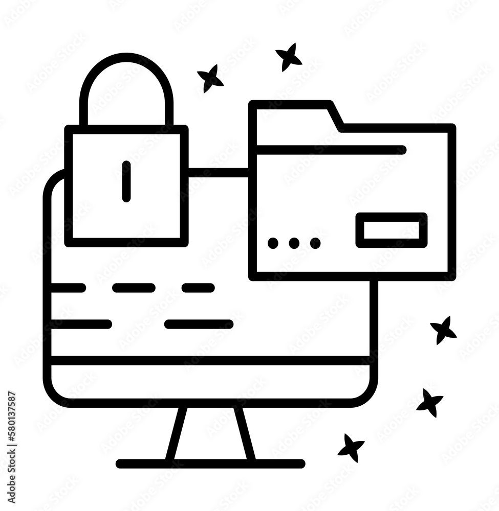 Poster computer lock dots icon. simple line, outline of project management icons for ui and ux, website or 