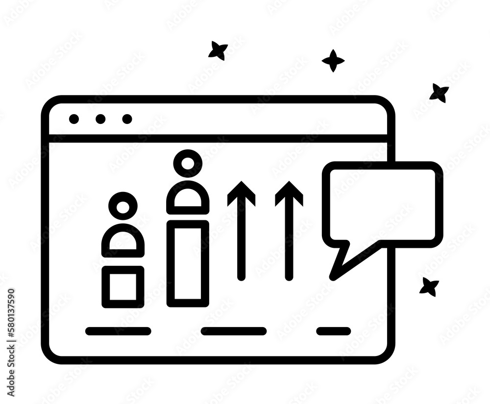 Poster web users chat icon. simple line, outline of project management icons for ui and ux, website or mobi