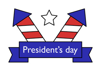 President day firework icon. Simple line, outline elements of color public holiday icons for ui and ux website or mobile application on white background