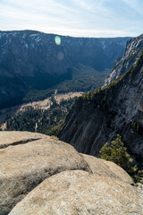 Fototapeta na wymiar Scenic view from the Upper Yosemite Falls Trail in Yosemite National Park in California
