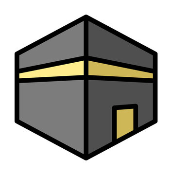 kaaba building icon, gray and gold clip art preview