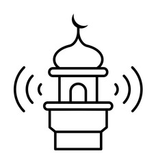 Adhan call, mosque icon. Simple line, outline religion icons for ui and ux, website or mobile application on white background