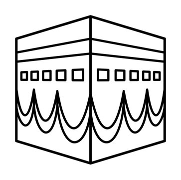 Kaaba building, Islamic icon. Simple line, outline religion icons for ui and ux, website or mobile application on white background