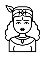 Krishna, Hindu God icon. Simple line, outline religion icons for ui and ux, website or mobile application on white background