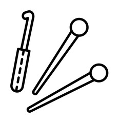 Knitting needle, hook icon. Simple line, outline elements of tailor for ui and ux, website or mobile application on white background