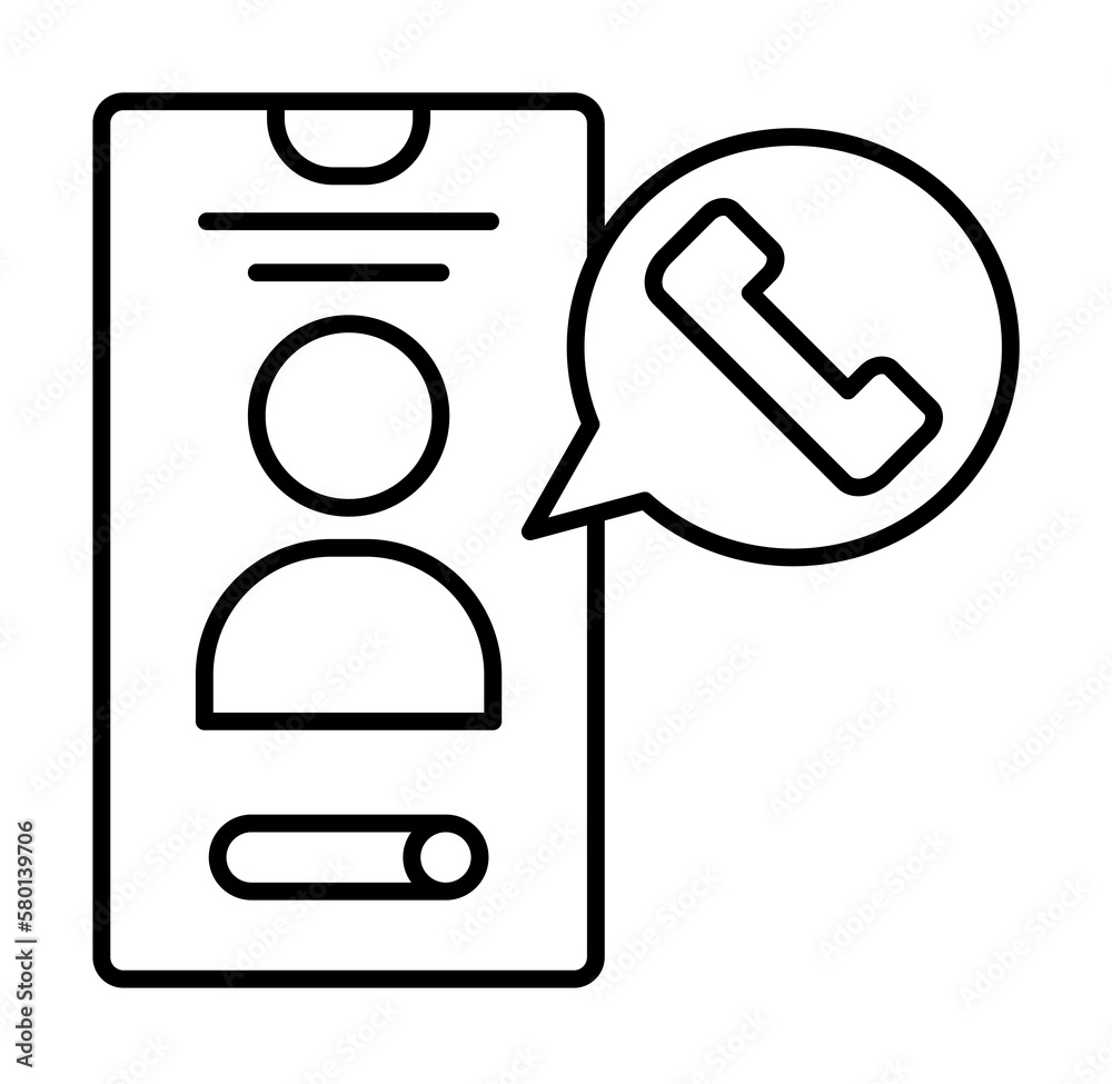 Poster smartphone call user icon. simple line, outline of phone application icons for ui and ux, website or