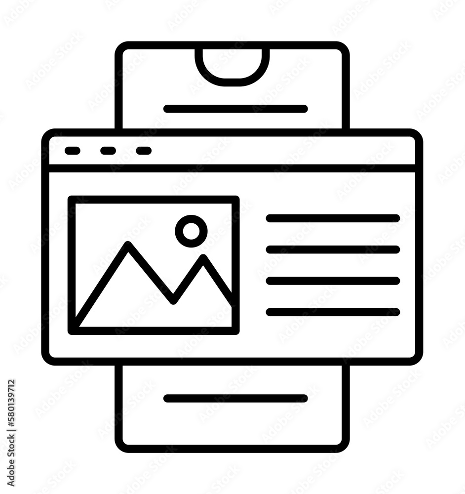 Poster smartphone website icon. simple line, outline of phone application icons for ui and ux, website or m