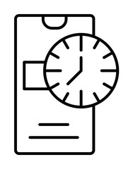 Smartphone clock time icon. Simple line, outline of phone application icons for ui and ux, website or mobile application on white background