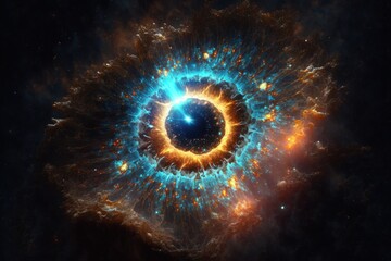 Cosmic, galaxy eye. Fantasy illustration. Generative AI 