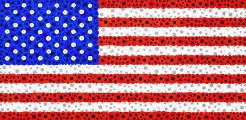  Memorial Day, USA flag made of poppy flowers, United States Flag