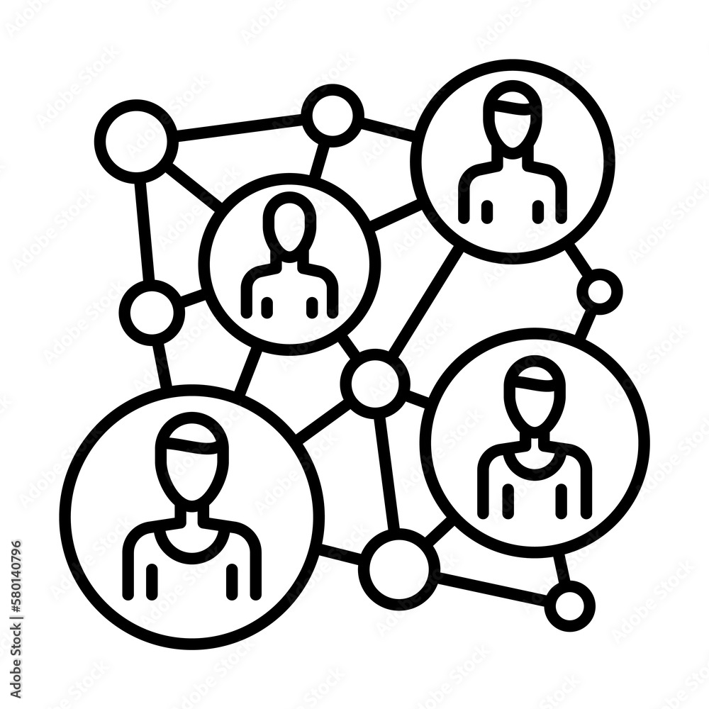 Poster workers, connecting icon. simple line, outline elements of teamwork for ui and ux, website or mobile
