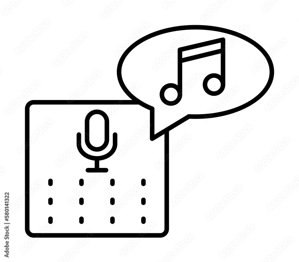 Poster echo dot, note, message icon. simple line, outline elements of voice assistant for ui and ux, websit