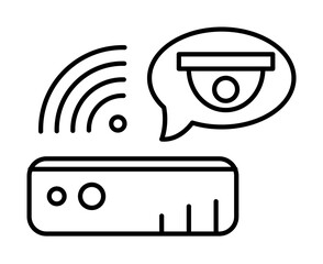 Echo dot, camera icon. Simple line, outline elements of voice assistant for ui and ux, website or mobile application on white background