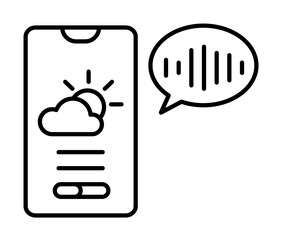 Smartphone, message, equalizer, weather icon. Simple line, outline elements of voice assistant for ui and ux, website or mobile application on white background