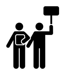 Demonstration protest people strike icon. Simple glyph pictogram of volunteer icons for ui and ux, website or mobile application on white background