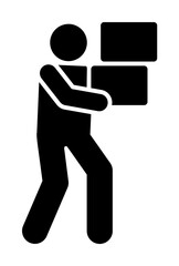 Man move boxes icon. Simple glyph pictogram of volunteer icons for ui and ux, website or mobile application on white background