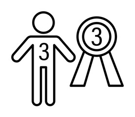 Third prize, winner icon. Element of winner line icon on white background